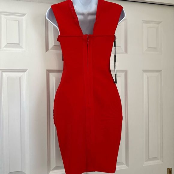 Free People  by ELLIATT Praise Mini Red Dress Stretch Ruched Slim Fit - Picture 5 of 11